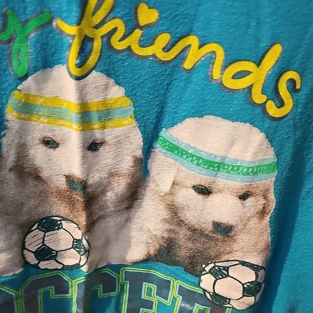 Justice Girls Blue Soccer Graphic Tee Size 14